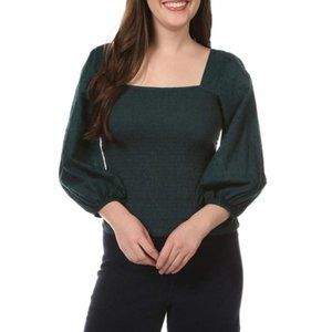 FatFace NWT Women's Teal Green LILA Smocked Clip Dot Top, Size 12